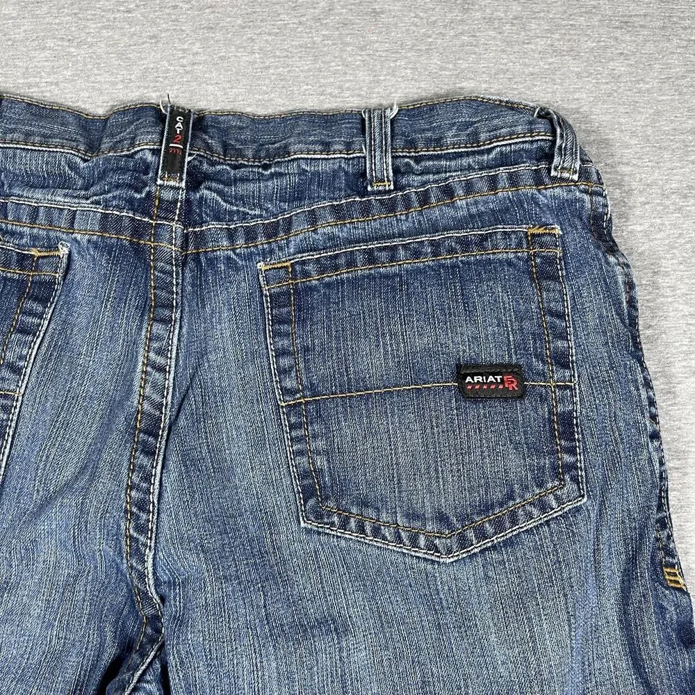 Ariat M3 FR Jeans Mens 38x30 Blue Medium Wash Loose Straight Flame Resistant